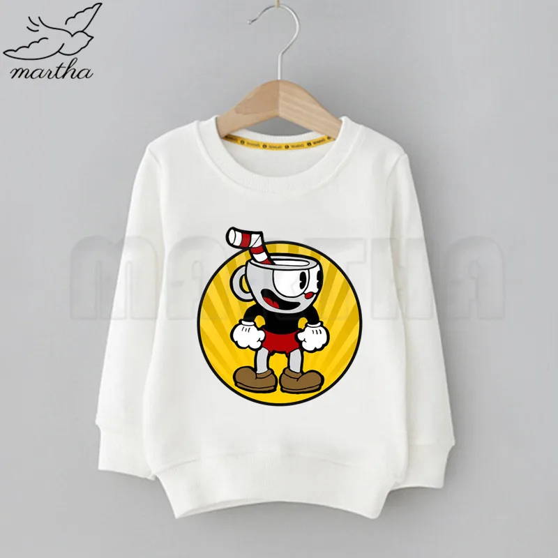 Cuphead/Рождественская Забавная детская толстовка с капюшоном и милым рисунком; толстовки с принтом; детская одежда; толстовки с героями мультфильмов для маленьких мальчиков; классическая одежда
