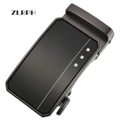 Zlrph cinto de couro genuíno masculino, cinto simples de liga metálica, fivela automática para artesanato