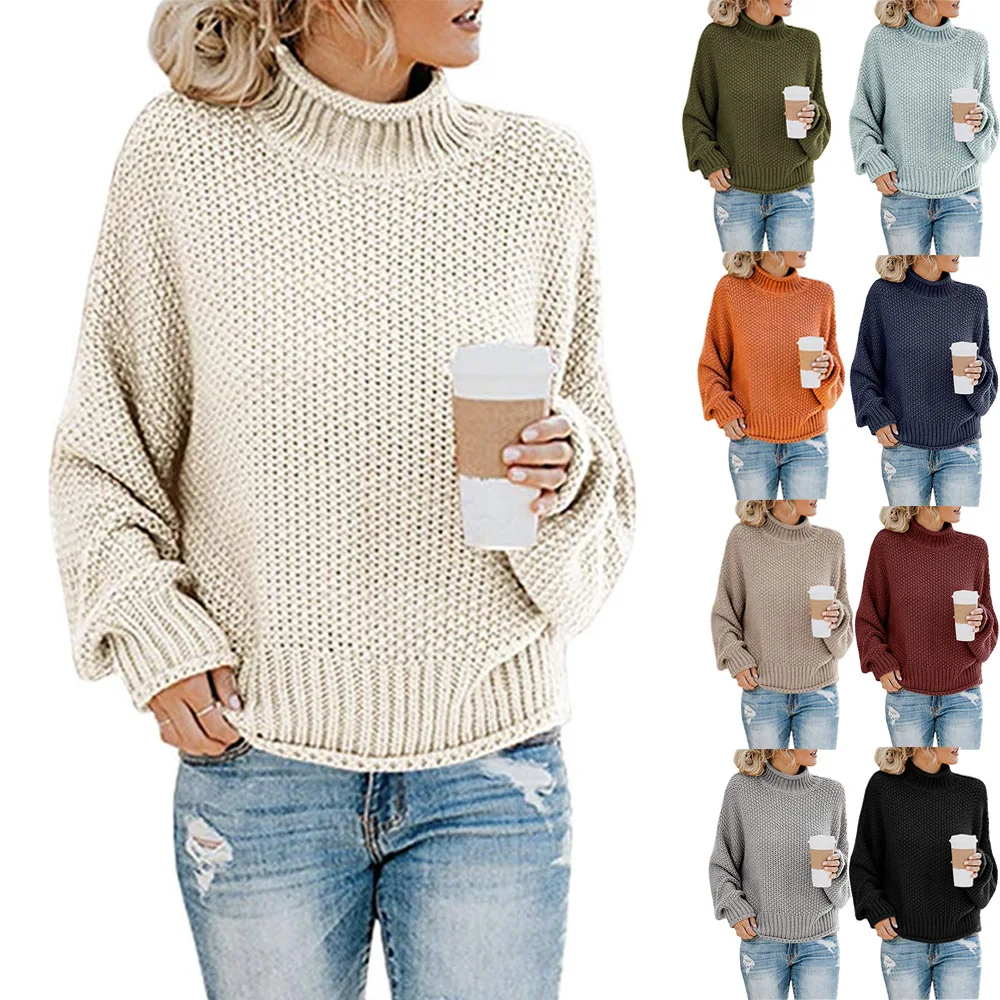 Baratos Suéter femenino 2019 Otoño Invierno tejido Jersey mono de mujer Jersey tridot Jersey Jumper mujer ropa de cuello alto