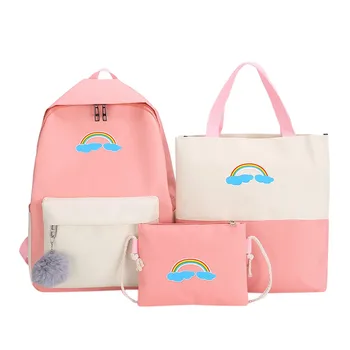 

2020 New Hot Sale Large Capacity Canvas Four-piece Bag Leisure Style Backpack Fashion Simple Style Multifunctional 0120