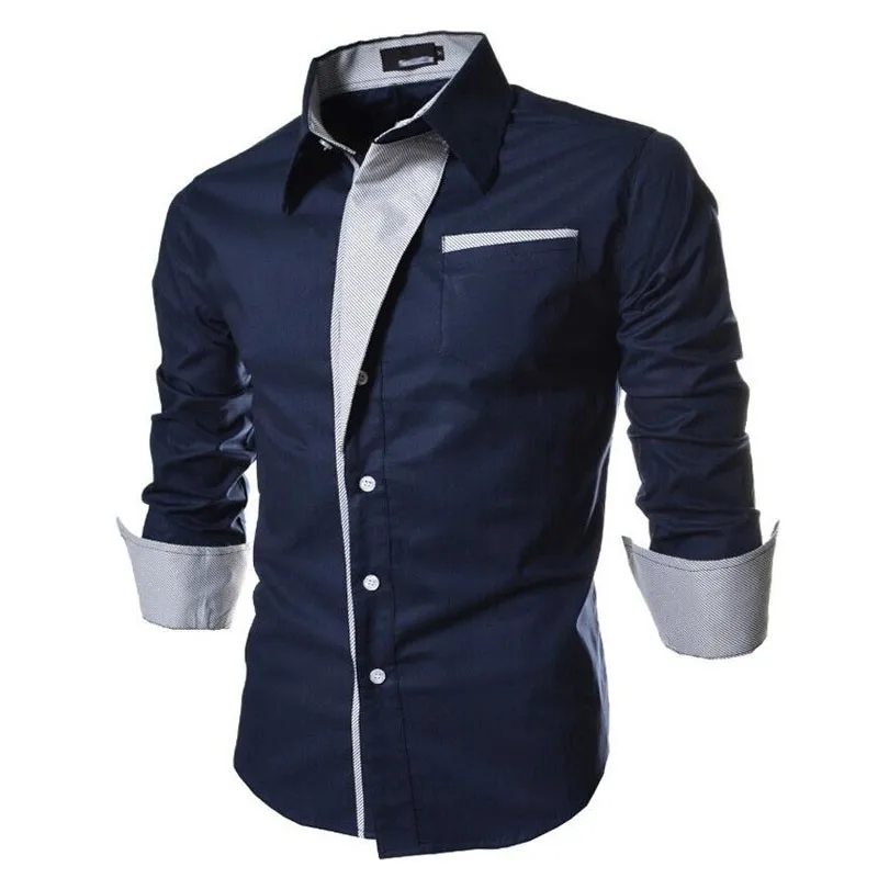 2017 new brand long sleeve shirts social male 5 colors slim fit striped shirts plus size 3