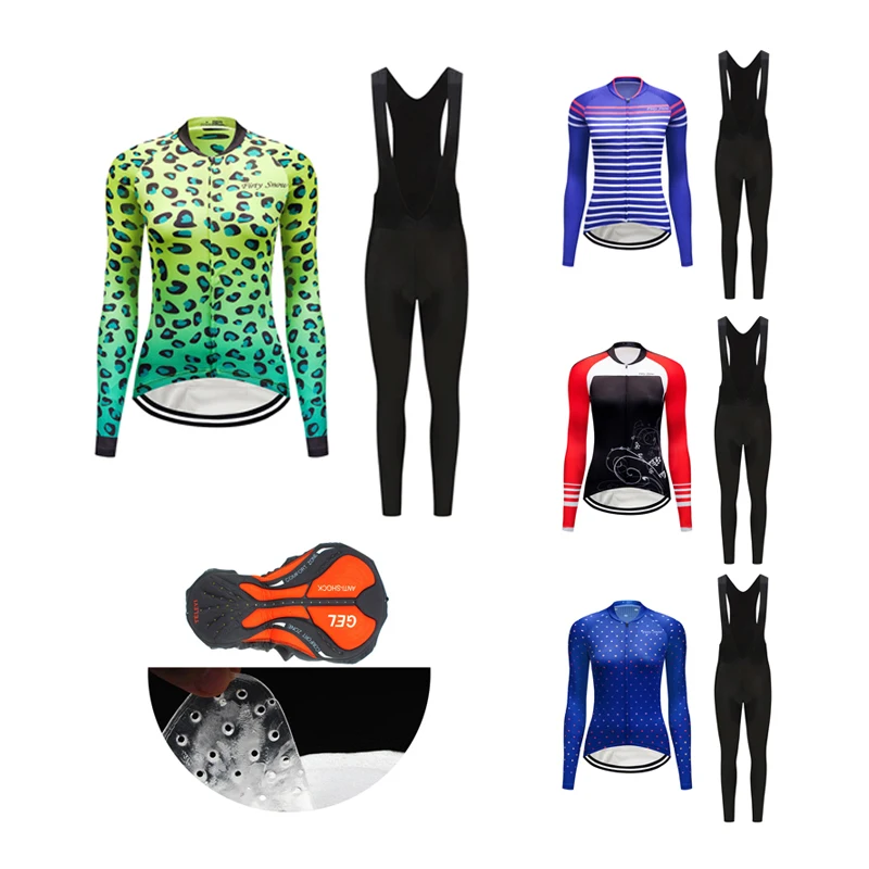 

Autumn Long Sleeve Women Cycling Clothing BIB Gel Uniform 2022 Road Bike Jersey Set MTB Kit Female Dress Road Bike Clothes Suit