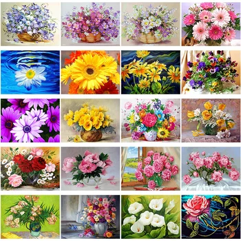 

DIY 5D Diamond Painting Flower Arranging Rose Cross Stitch Landscape Diamond Embroidery Full Round Drill Rhinestone Home Decor