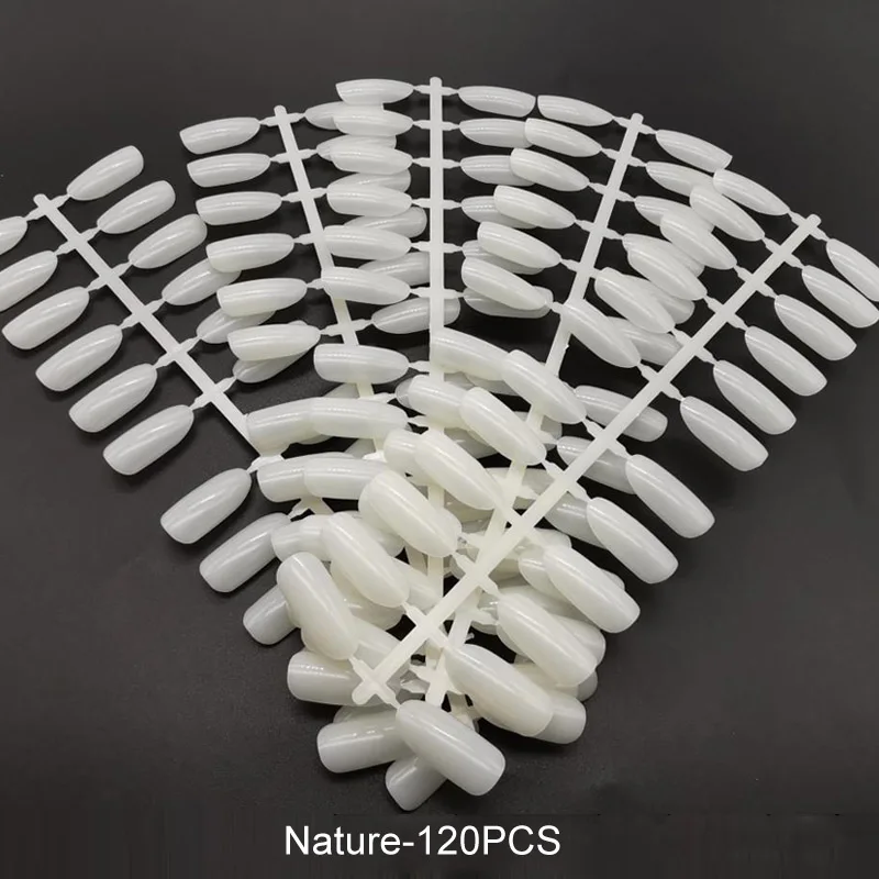 Nature-120pcs RIKONKA 1 Набор Типсы для дизайна ногтей набор овальной формы прозрачные черные практичные искусственные губки для гель-лака маникюрный вентилятор Советы дисплей инструмент - Цвет: Nature-120pcs