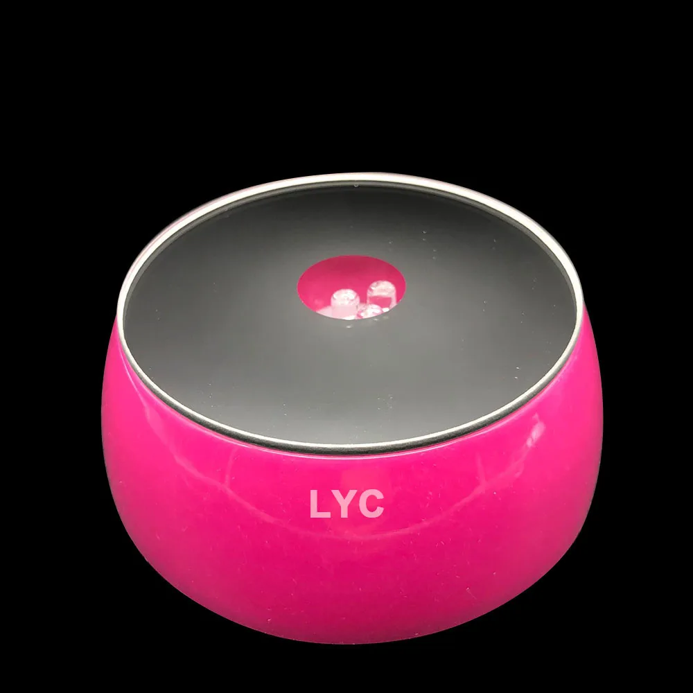 3 LED Luminous Base Light Colorful Round Stand Base Cocktail Crystal Glass Transparent Objects Display 3D Illusion Night Light