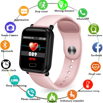 

LIGE 2020 New Smart Watches Monitor-Blood-Pressure Sleep Monitor Phone Sports Waterproof Fitness Wristband for Functions Women