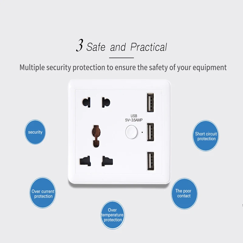 Smart 3USB розетка Универсальная Traval адаптер питания розетка адаптер для евророзеток розетка панель 100-240 В