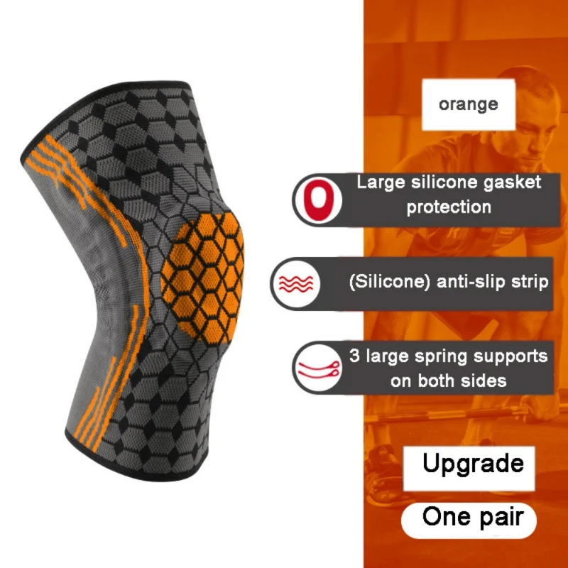 New Kneepads Silicone Spring Knee Pads Breathable Absorb Sweat Compression Non-slip Strip Knee Protective Product