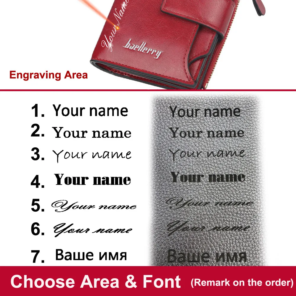 2022 New Customized Women Wallets Name Engraving High Quality  Short Card Holder Female Purse Coin Holder Wallets For Girl 4