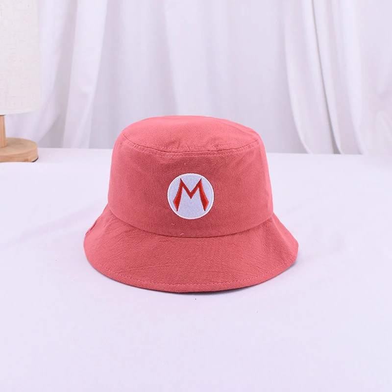 Pink M Хлопок Панама Шляпы Осень Дети Спорт на открытом воздухе Тур пляж Защита от Солнца кепки с большими полями детская мультяшная ведро шляпа - Цвет: Pink M