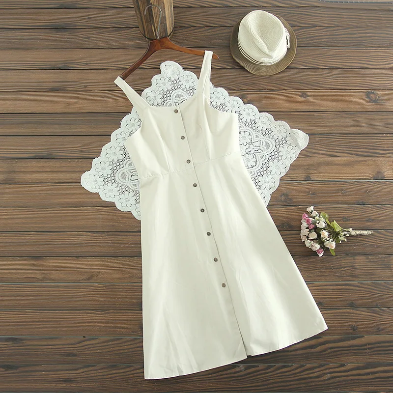 

Mori Girl Line Versatile Solid Color Simple Student Loose-Fit Slimming Literature And Art Mid-length Sleeveless Vest Skirt 46022