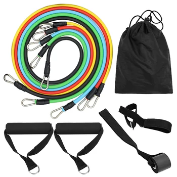 

11pcs Resistance Bands Set Workout Fintess Exercise Tube Bands Door Anchor Ankle Straps Cushioned for Home Gym Travel
