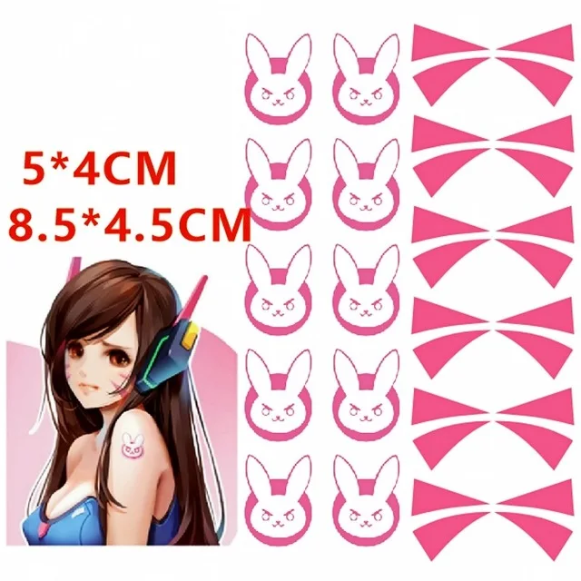 Аниме D. va Косплей Костюм Overwatch Косплей d. va парик dva татуировки переводные DVA лицо тату реквизит наклейка игра боди размера плюс - Цвет: dva Face sticker B