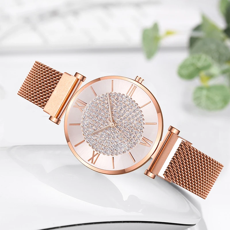 ALK роскошные женские часы с бриллиантами со стальным ремешком модные браслет