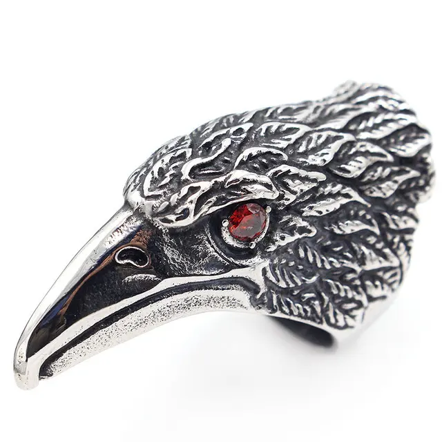 Retro Mens Rings 316L Stainless Steel For Male Boyfriend Biker Jewelry Golden Blue CZ Crystal Stones Skull Eagle Ring 2021 New Custom Color