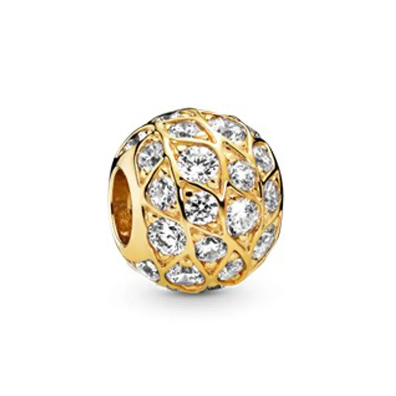 Самодельный Золотой шарм, браслет Pandora, бусины, 925 пробы, серебро, любовь, подвеска, тыква, автомобиль, небесная звезда, дерево из бисера - Цвет: B053