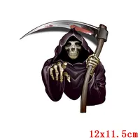 Buy Pulaqi Skull Iron On Transfer Patches for Clothing - Vinyl Heat Transfer Thermal Stickers on Clothes - Hippie Grim Reaper Appliques Online - Image 2