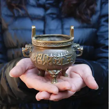 

Copper Satue Pure copper, felicitous wish of making money, word FU, Classical Incense burner, Buddha worship, worship the God of