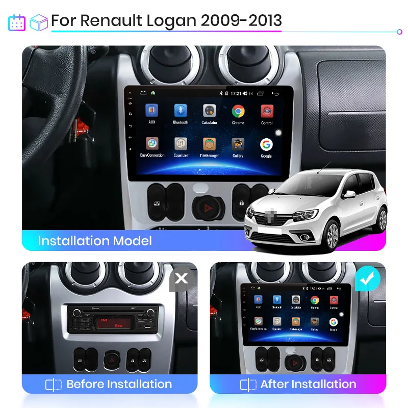 Автомагнитола Junsun V1 Android 10 0 для For Renault Logan 1 Sandero 2009 2015 Lada Largus Lergus 2012 2020 Dacia Duster 2010 2017 no