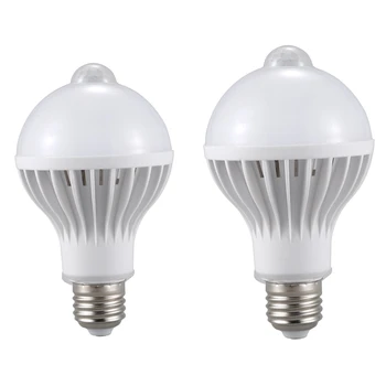 

2Pcs E27 Led Bulb Light Motion Sensor Light LED PIR Motion Sensor Lamp Globe Bulb Light Lamp, 9W & 7W