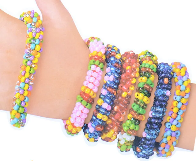 Color Stretch Braided Rope Braid Bracelet Suit Girl Handmade DIY Bracelet Hand-Woven Bracelet Necklace Toy Gifts For girls toy 3