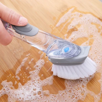 

Double Use Kitchen Cleaning Brush Scrubber Dish Bowl Washing Sponge With Refill Liquid Soap Dispenser Kitchen Pot Cleaner Tool