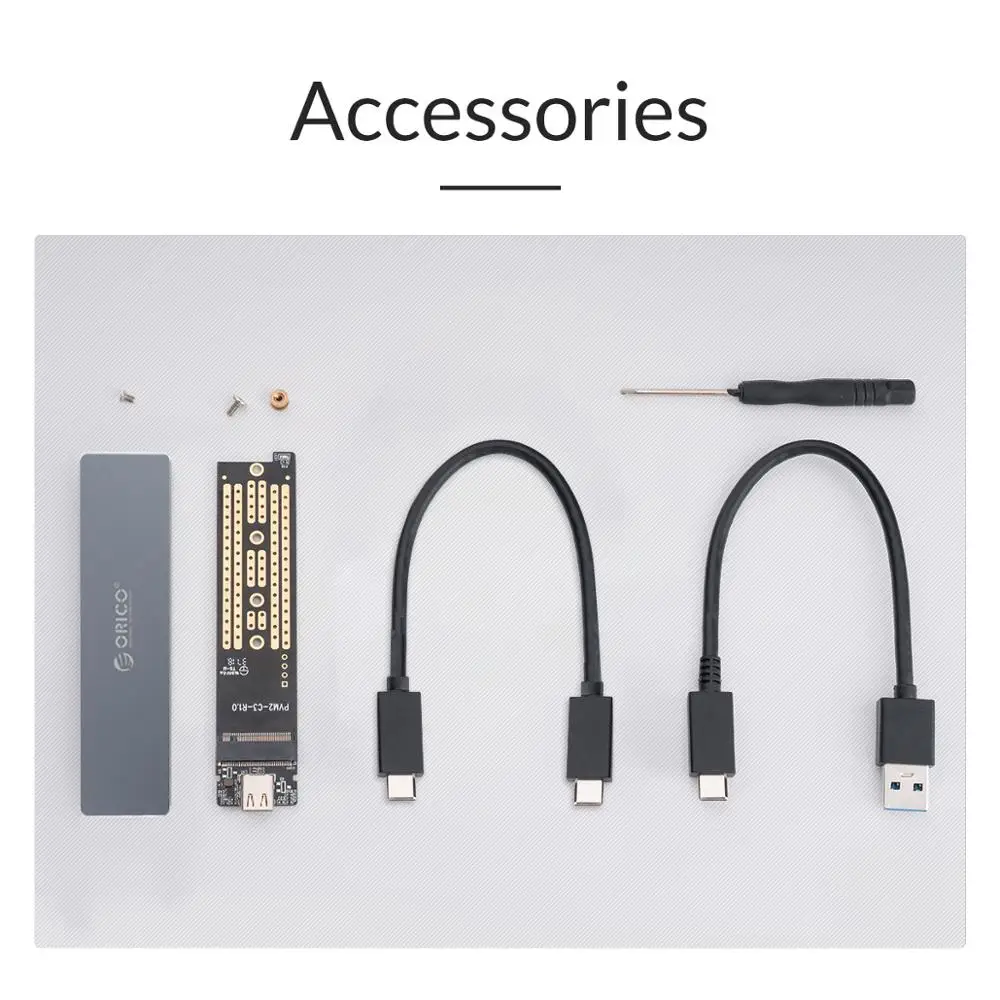 ORICO M.2 SSD 케이스 NVME 인클로저, NVME PCIE NGFF SATA M/B 키 SSD 디스크 SSD 하드 디스크 케이스, M.2-USB C 타입 3.1 케이블 포함