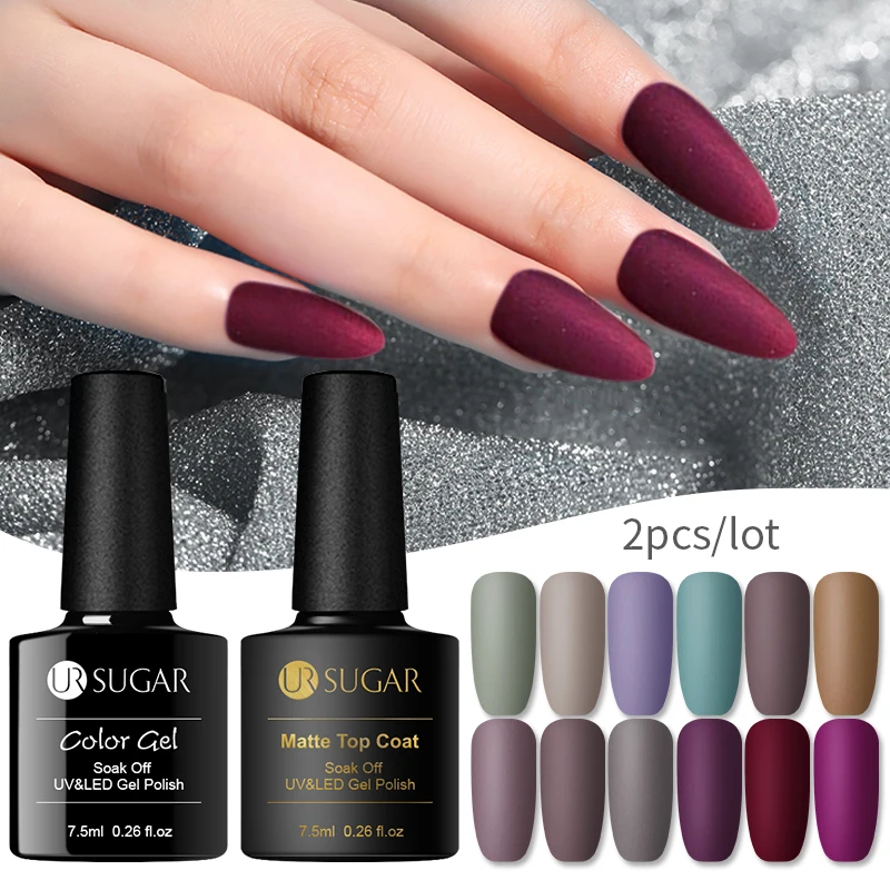  UR SUGAR Matte UV Gel Nail Polish Matte Top Coat Color UV Gel Nail Art Varnish Hybrid Soak Off Gel 