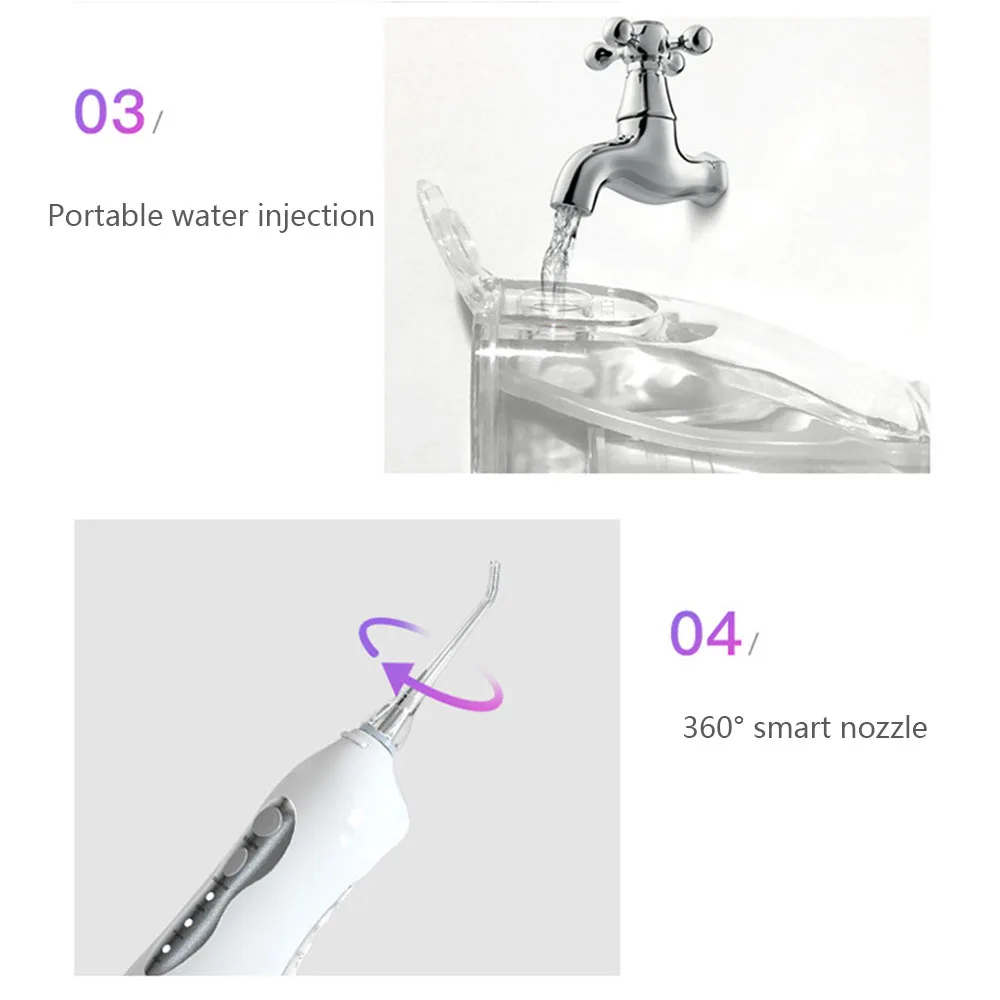 Компактный ороситель для полости рта USB аккумуляторная Вода Flosser зубная водная струя водонепроницаемый очиститель зубов 300 мл резервуар для воды
