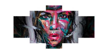 

Red faced women's modern home is simple fashionable Decorative and hanging painting frameless canvas painting