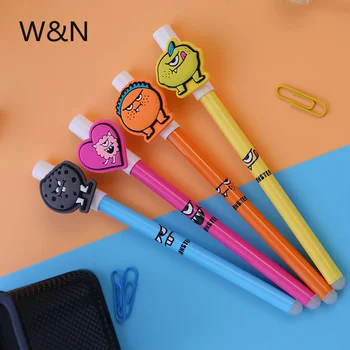 

4PCS/Lots Kawaii Erasable Gel Pen Set 0.5mm Blue Ink Refill Cute Cartoon Friut Pens Stationery Office School Writing Supplies