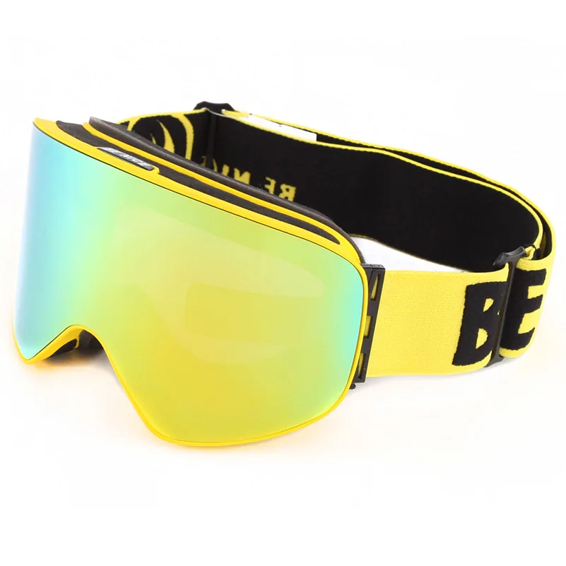 Зимние лыжные очки с двойными линзами, спортивные очки для сноуборда с анти-туманом Uv400, маска для катания на лыжах и лыжах для мужчин и женщин - Цвет: frame yellow