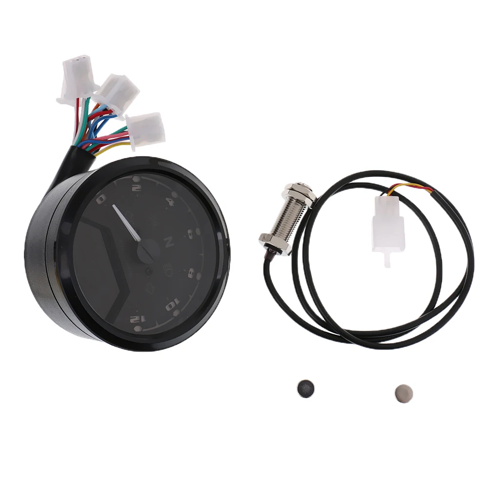 Universal Motorcycle 12V 90mm LCD Digital Tachometer Speedometer Odometer