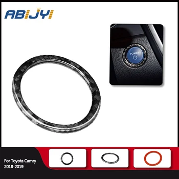 

For Toyota Camry 2018-19 Carbon Fiber Engine Start Stop Button Ring Sticker Trim Interior Accessories