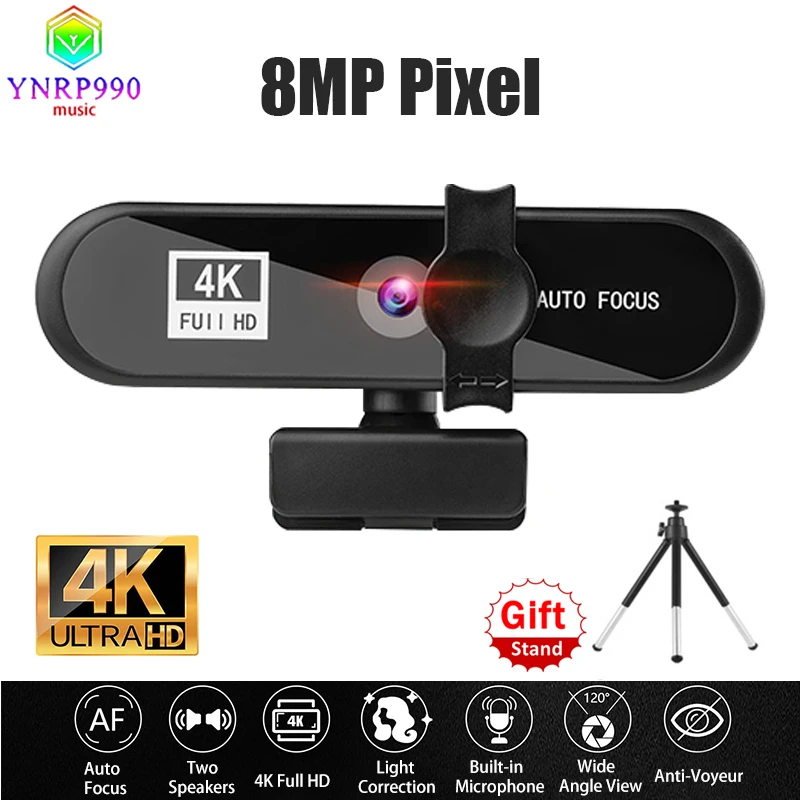 Cámara Web Ultra HD 4K con soporte para micrófono, para ordenador portátil, videollamada, Youtube, grabación, USB, Full HD 1080P, 2K, nueva