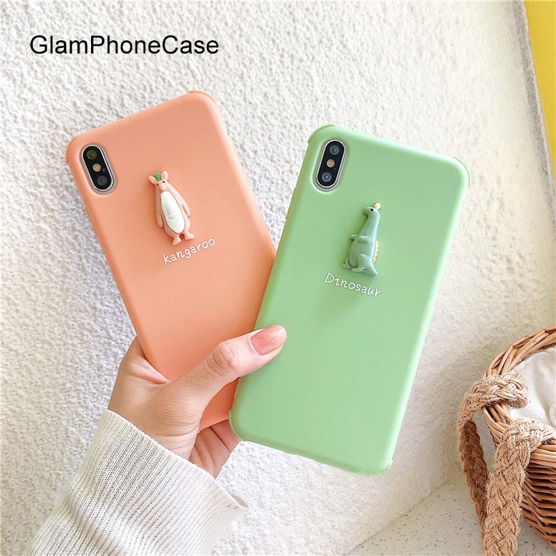 GlamPhoneCase стерео динозавр Кенгуру Чехол для Телефона iPhone X XS Max XR Мягкий силиконовый