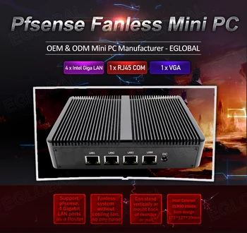 Eglobal 4 RJ45 Lan Intel Celeron J1900 Fanless Mini PC PfSense Firewall Router Quad Core Network Service Multi-function PC Eglobal 4 RJ45 Lan Intel Celeron J1900 Fanless Mini PC PfSense Firewall Router Quad Core Network Service Multi-function PC