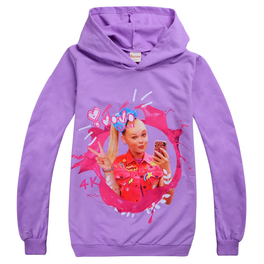 JOJO Siwa/Новинка года; сезон весна-осень; комплекты одежды с капюшоном для маленьких девочек; футболка брюки; комплект одежды с капюшоном детская спортивная одежда из хлопка с бантом - Цвет: Purple Hoodie
