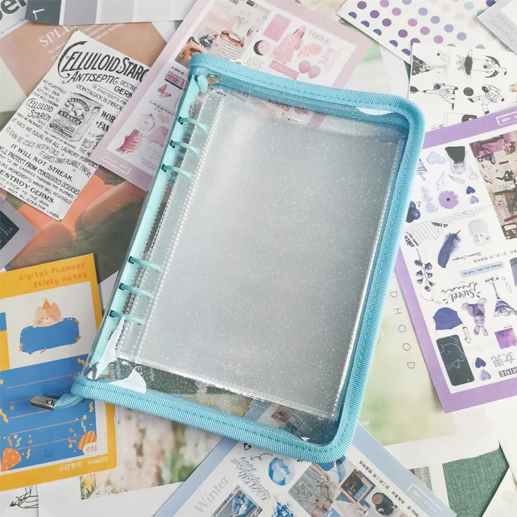 Sharkbang A5 A6 Reißverschluss-Binder-Notizbuch, Foto-Organizer, lose Blätter, Einband, Tagebuch, Kugel, transparentes PVC, Journal, Agenda, Schreibwaren – Detail 40