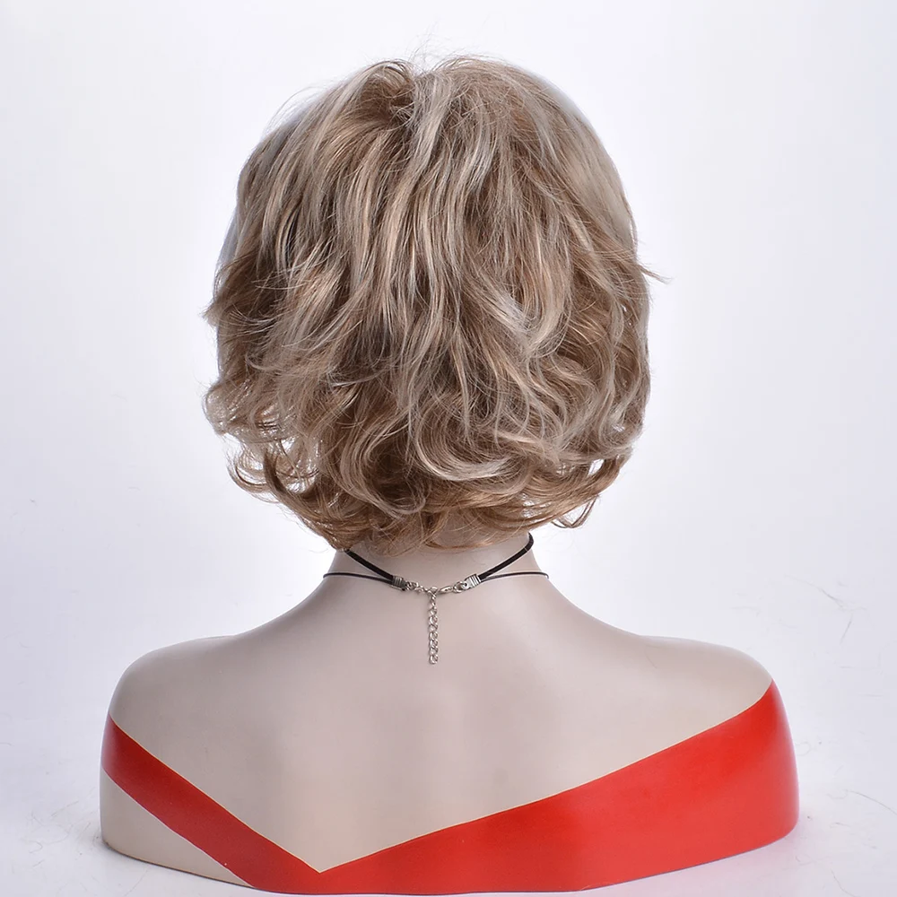 MSIWIGS короткие светлые смешанные белые волосы кудрявые парики для женщин синтетические парики стрижка Pixie натуральный парик - Цвет: Многоцветный