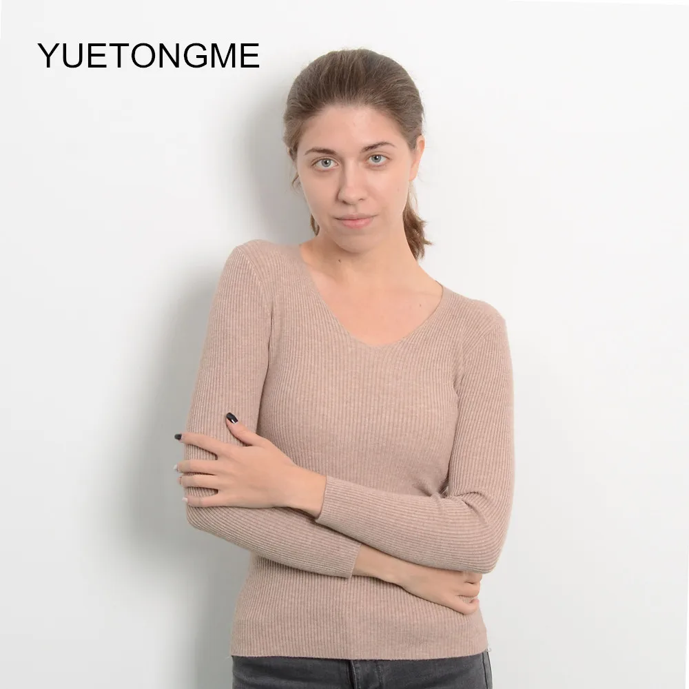New-coming Autumn Winter V neck Pullovers Sweaters Primer shirt long sleeve Short Korean Slim-fit tight sweater BT139A | Женская одежда