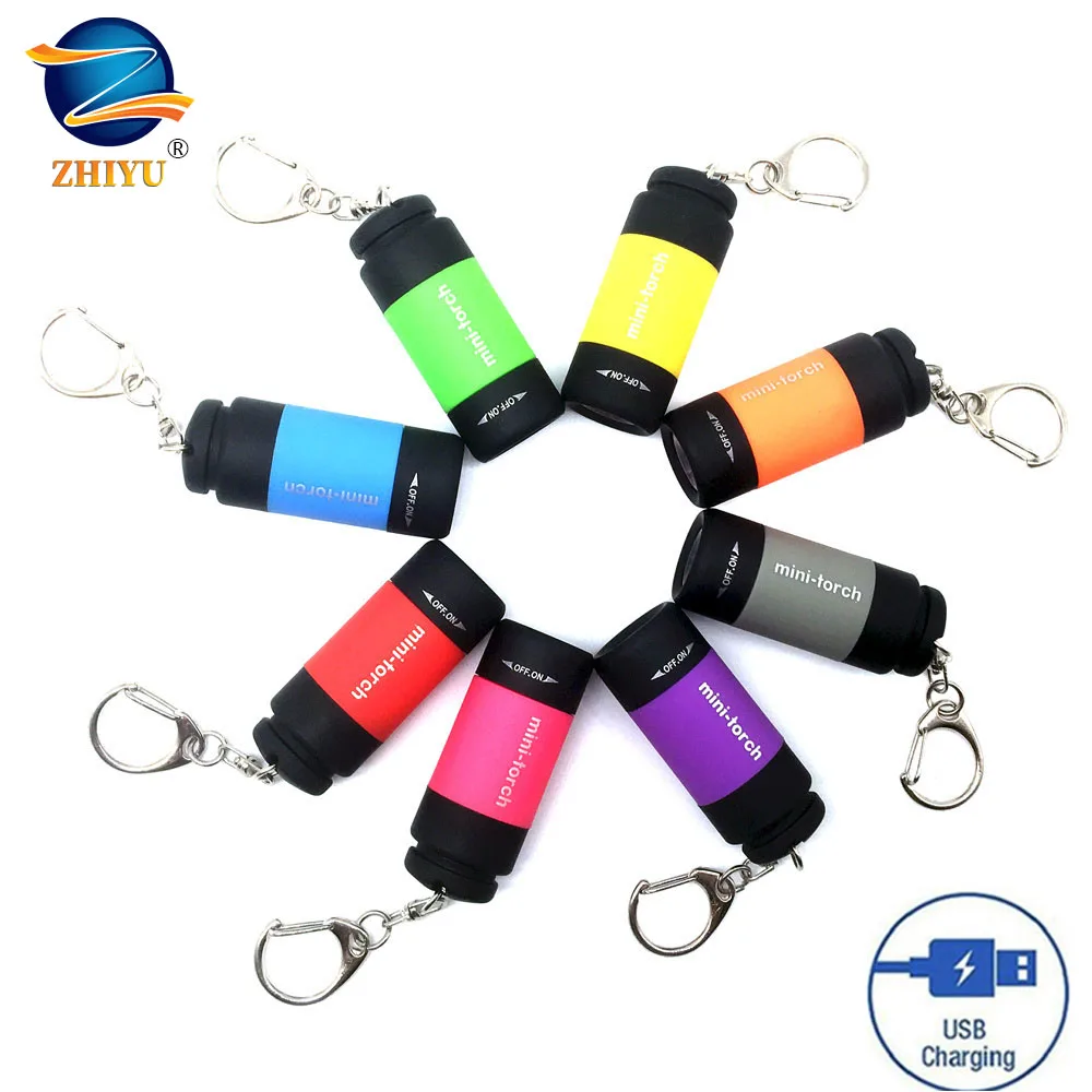 

LED Mini Flashlight Portable Flashlight Keychain Small Outdoor Waterproof Built-in Battery USB Rechargeable Camping Flashlights