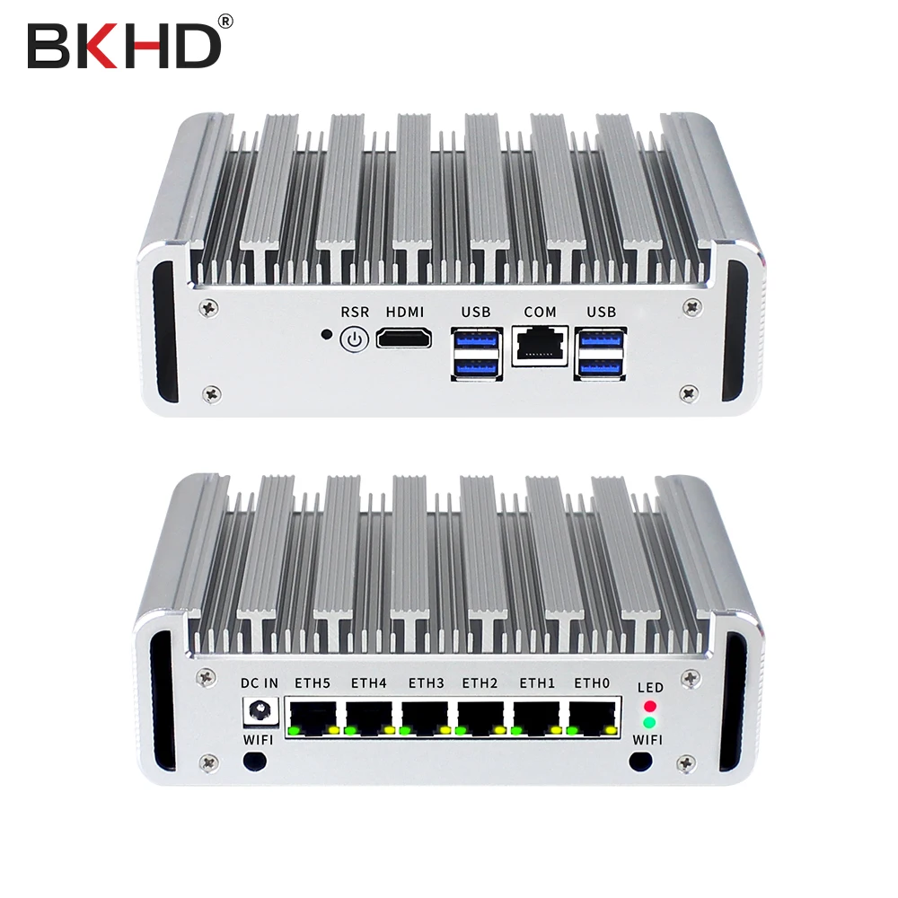 Mini Pc Senza Ventola I7 10510U I3 I5 6Lan Ddr4 Firewall Pfsense Mini Pc Computer Industriale X86 Openwrt Ubuntu Centos Ddwrt