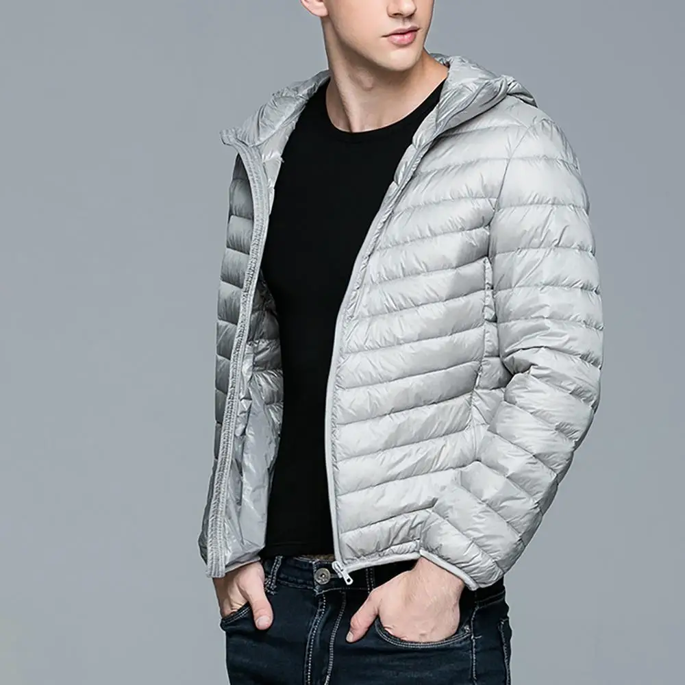 

Ultra Light Men's Down Jacket Casual Autumn Winter Zipper Hoodied Men Warm Winter Jacket Outwear Male Parka Tops Mens Jackets
