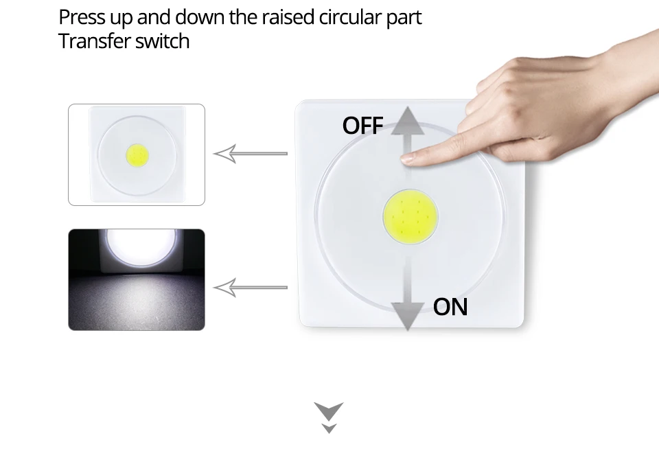 Беспроводной COB светодиодный ночной Светильник легко липкий Кухня светильник 3 Вт, 5 Вт, Батарея питание ночник для шкаф Лестницы Пресс переключатель