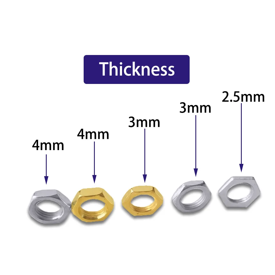 Gold Silver Shaped LED Gooseneck Gear Gasket Nuts Pitch 1mm Fine Teeth Hex Nut Thin Flat Screw Cap Nuts For M4 M6 M8 M10 M12 M14