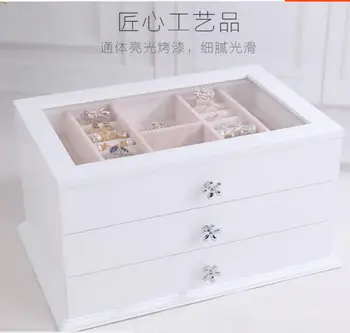 

Select color and Style Jewelry box wooden princess European-style Korean pastoral drawer ornaments give girlfriend birthday gift