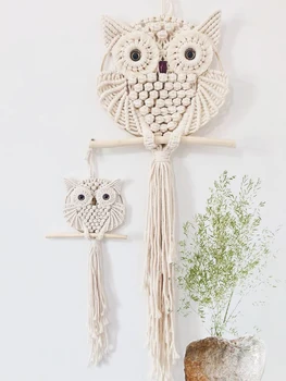 

Owl Tapestry Hand-woven Owl Dream Catcher Wall Hanging Macrame Mandala Tassel Boho Decor Apartment Dorm Room Home Decoration