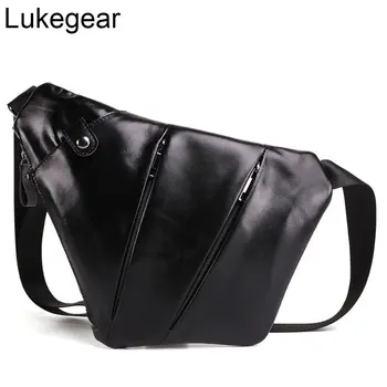

Lukegear Genuine Leather Waist Bags Cowhide Clear Fanny Packs for Men Handmade Retro Packs