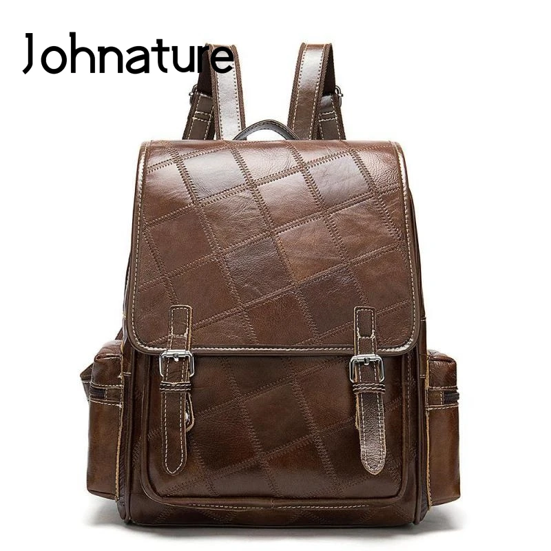 ^*Best Offers Женский Клетчатый Рюкзак Johnature из натуральной кожи для отдыха, Большой Вместительный рюкзак из воловьей кожи, для путешествий, 2020 ^*Best Offers Женский Клетчатый Рюкзак Johnature из натуральной кожи для отдыха, Большой Вместительный рюкзак из воловьей кожи, для путешествий, 2020